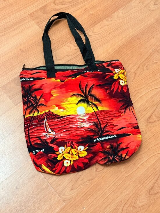 Hand Crafted Handbags - Jamaica Sunset Beach Zippered Tote Bag - Like New